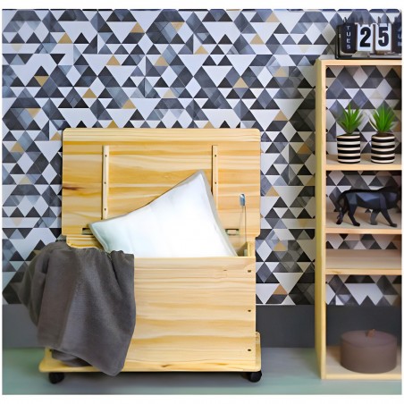 WOODEN CHEST WITH WHEELS 69LTR