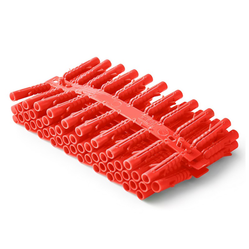 100PC 6MM RED PLASTIC  WALL PLUGS