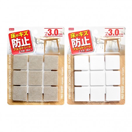 WHITE AND BEIGE SQURE FELT PAD 18PC 30MM