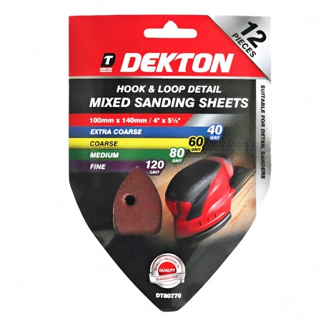 DETAIL MIXED SANDING SHEETS 100MM X 144MM 12PCS
