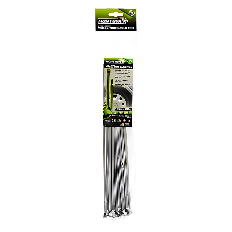 SILVER  CABLE TIES 4.8 X 380MM 30PCS