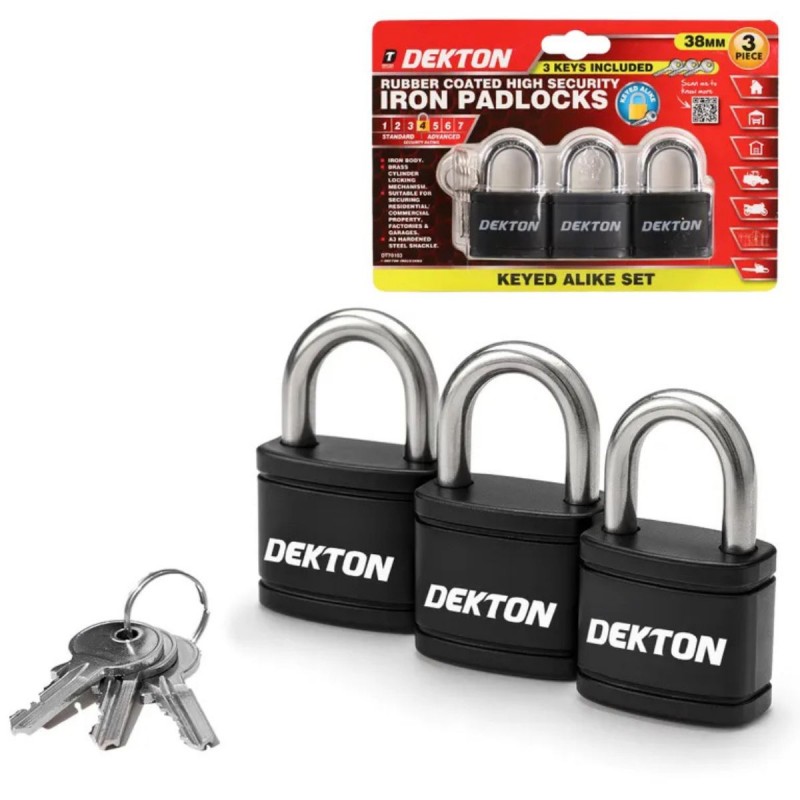 DEKTON 38MMX3PC IRON PADLOCK