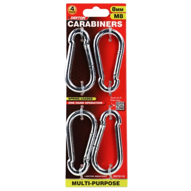 DEKTON 4PC 8MM M8 CARABINERS