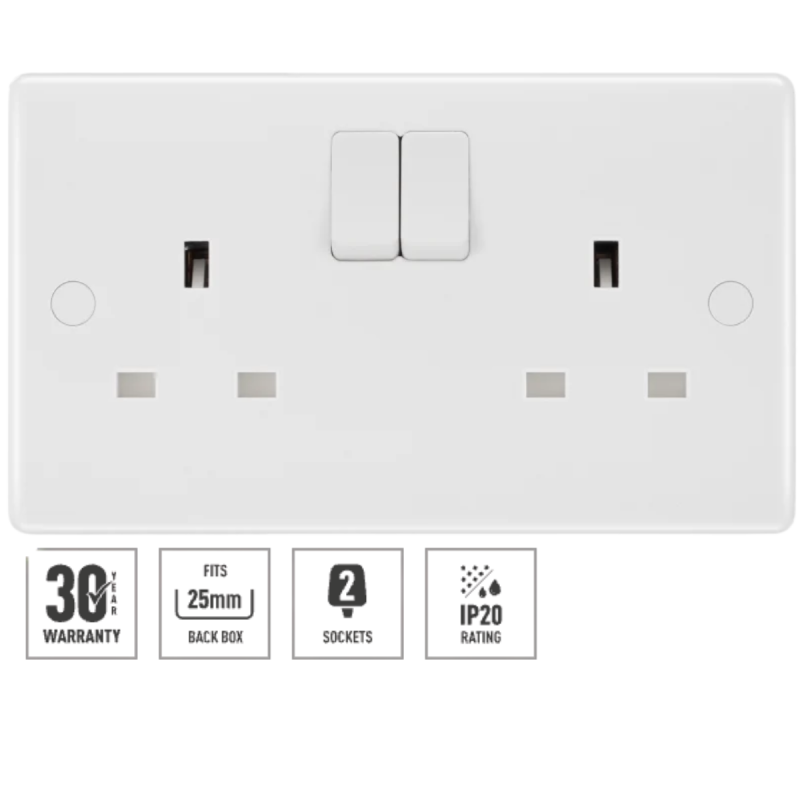 BG White Moulded 13A Double...