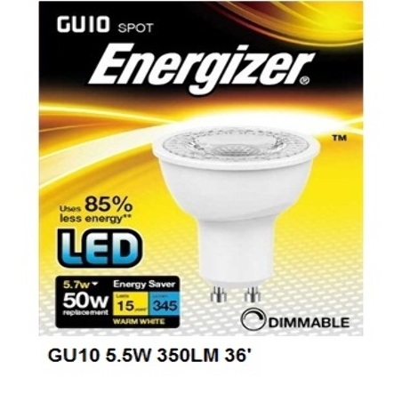 S8826 ENERGIZER LED GU10 5.5W 350LM 36° WARM WHITE BOXED DIM