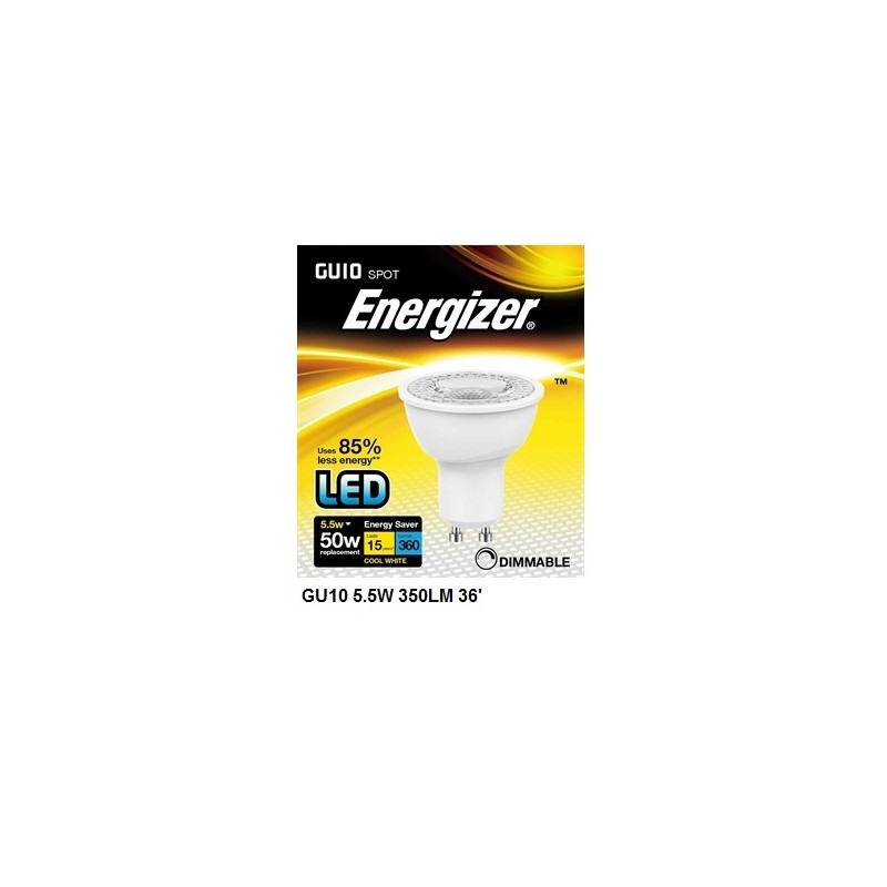 S8827 ENERGIZER LED GU10 5.5W 350LM 36° COOL WHITE BOXED DIM