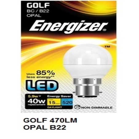 S9412 ENERGIZER LED GOLF 470LM OPAL B22 DAY LIGHT BOXED