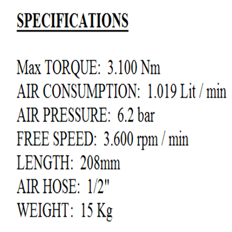 TOTAL AIR IMPACT WRENCH 1" - 3.100Nm (TAT40111)