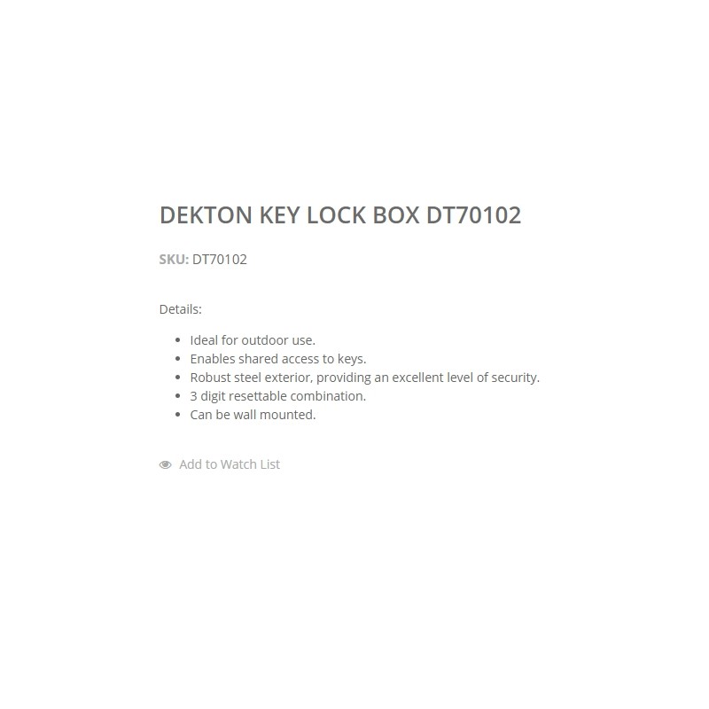 DEKTON KEY LOCK BOX DT70102