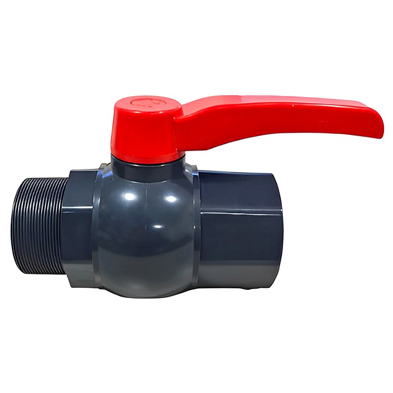 PVC OCTAGONAL BALL VALVE WITH LONG HANDLE (MALE– FEMALE)