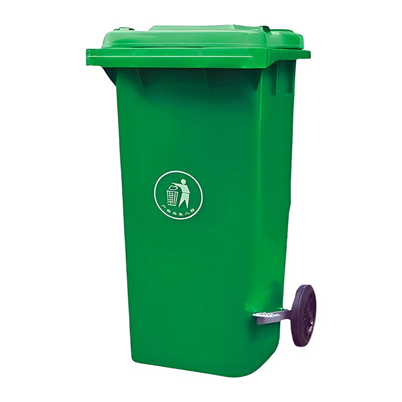 RECYCLE PLASTIC DUSTBIN GREEN 120L WITH PEDAL