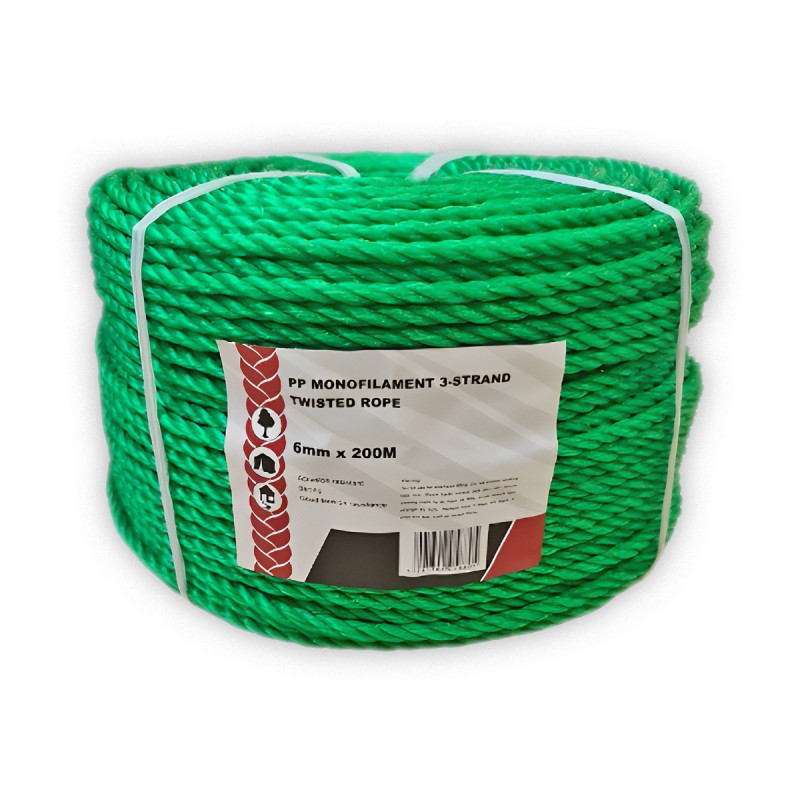 3-STRAND TWISTED ROPE GREEN 6MMX200M