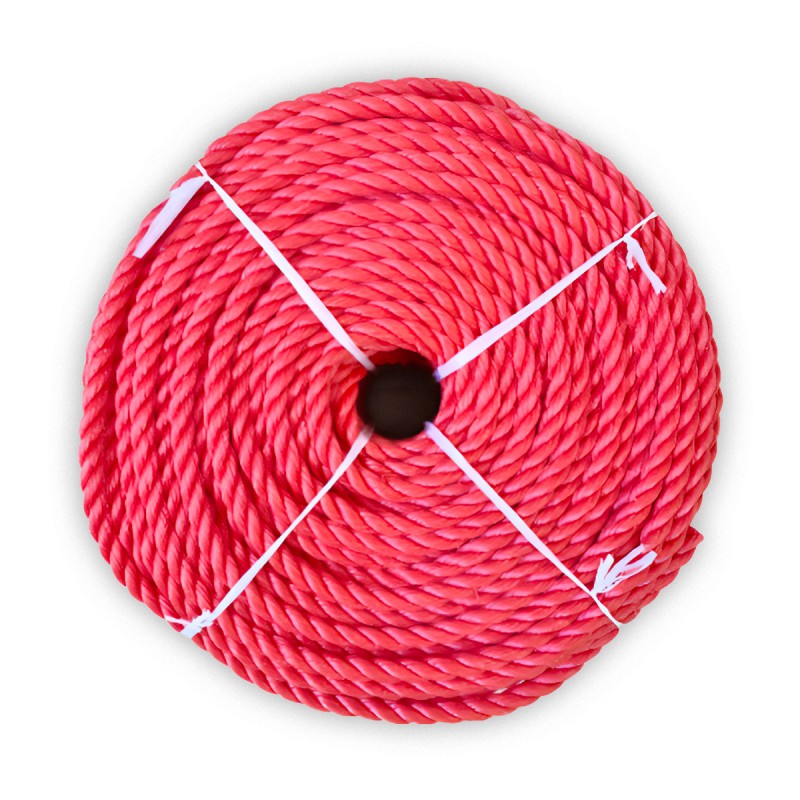3-STRAND TWISTED ROPE RED 10MMX200M
