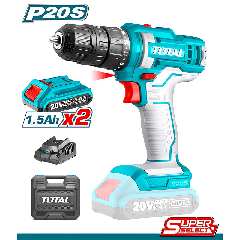 TOTAL LITHIUM-ION CORDLESS DRILL 20V / 1.5AH