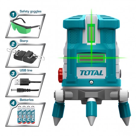 TOTAL SELF-LEVELING LINE LASER GREEN LASER BEAMS 0-30M