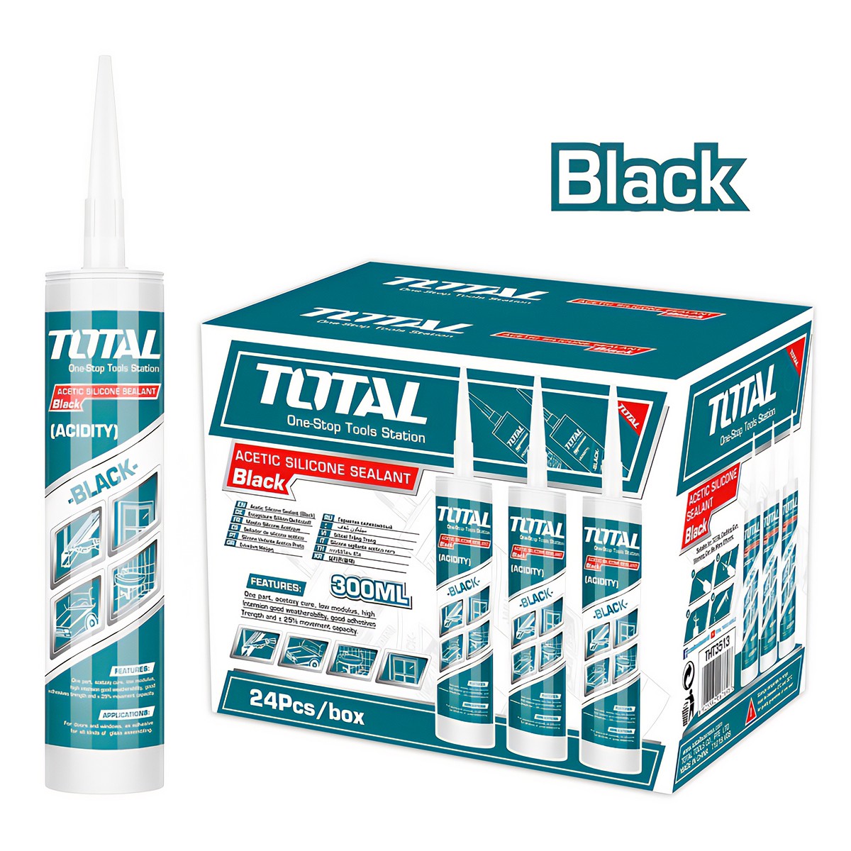 TOTAL ACETIC SILICONE SEALANT BLACK 300ML
