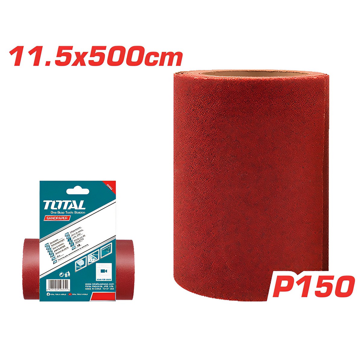 TOTAL RED SANDPAPER 11.5CM X 500CM P150